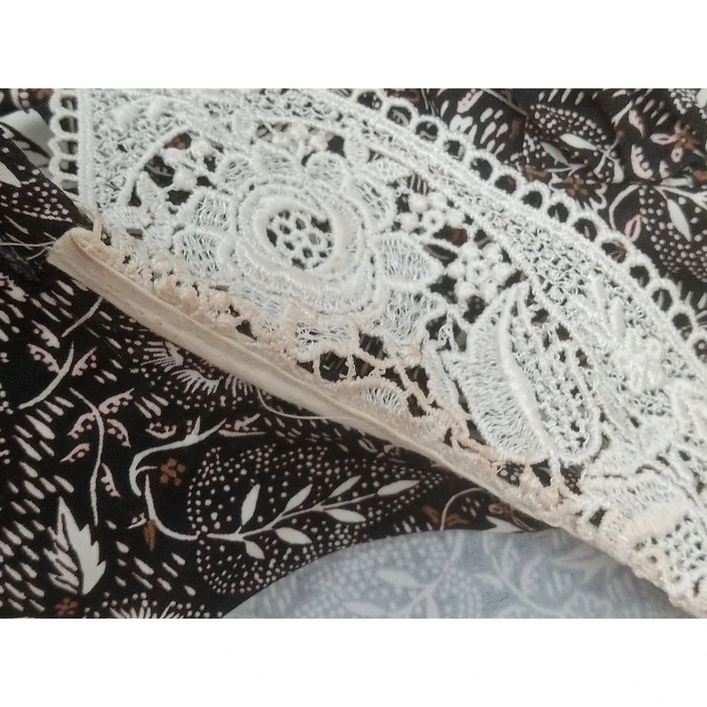 J.Jill Prairie Long Sleeve Maxi Dress Floral Lace Trim Cottagecore Vintage Small